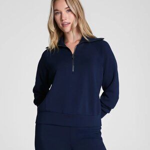 Spanx Air Essentials Half Zip, Timeless Navy, Size: M